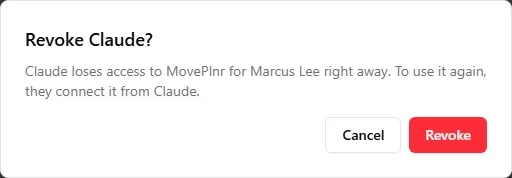 The Revoke Claude dialog