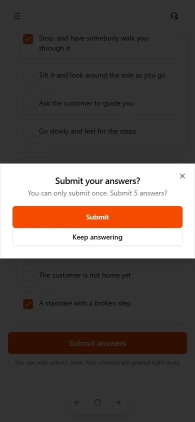 Submit your answers confirmation