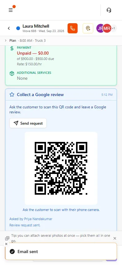 Review request sent